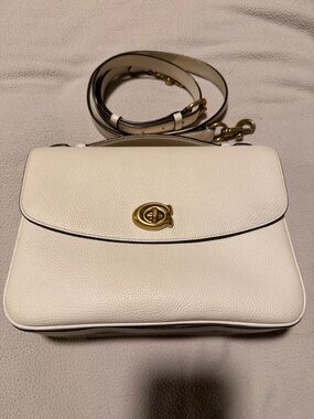 Coach Chalk Pebbled Leather Crossbody with Gold Hardware